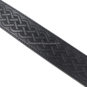 Cinturón occidental de cuero de grano suave, costura duradera, patrón de tejido en relieve y cierre a presión, venta al por mayor de fábrica - Product Image 1