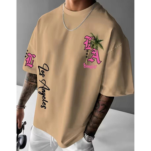 Camiseta de Hombre de Algodón 100% de Manga Corta con Hombros Caídos, Estilo Casual, 280g, con Logo Frontal Sólido, Corte Regular, Venta al por Mayor de Fábrica - Product Image 2
