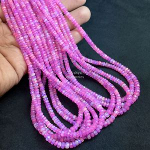 Perles facettées rondes en opale éthiopienne rose AAA, 4-5 mm, brin de 16 pouces, opale de feu Welo naturelle pour la fabrication de bijoux, vente en gros - Product Image 2
