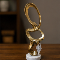 Sculpture de table en aluminium doré, art artisanal, décoration en métal, objet décoratif pour mariage, maison, bureau