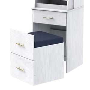 OEM 1521 Modern Wood <b>Vanity</b> Table Set Compact Storage Dresser with Lighted Mirror Multifunctional <b>Makeup</b> Desk and Stool - Product Image 4