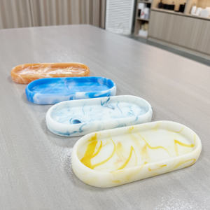 Luxury Polyresin Eco-Friendly Dishwasher Safe Oval Serving Tray Modern White Marble Bathroom Vanity Kitchen Living Room <b>Tools</b> - Product Image 2