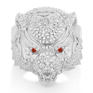 Anillo de Lujo con Cabeza de Lobo Feroz, Plateado en Rodio, para Fiestas, Aventuras al Aire Libre y Uso Diario, Venta al Por Mayor - Product Image 2