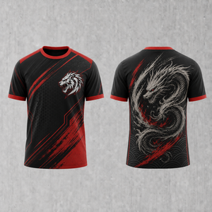 T-shirt à manches courtes pour homme en polyester, impression par sublimation, motif dragon, coupe ajustée, motif animal, vêtements de sport - Product Image 1