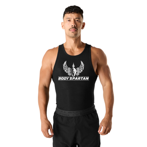 Men's Black Ribbed Tank Top Slim Fit Sleeveless Athletic Vest Lightweight Gym Workout Training Fitness Casual Summer Wear - Product Image 1