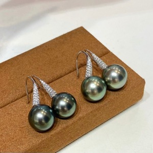 Boucles d'oreilles clips en perles d'eau douce blanches australiennes haut de gamme, polyvalentes, rondes, 9-10 mm, blanc froid Aurora, pour manteaux de femmes - Product Image 4