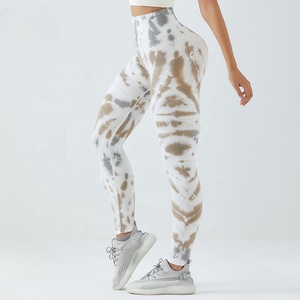 Seamless High Waist Women's <b>Gym</b> Workout Tights Tie Dye <b>Flared</b> Scrunch Butt Fitness Yoga Pants Printed Sport <b>Leggings</b> - Product Image 2