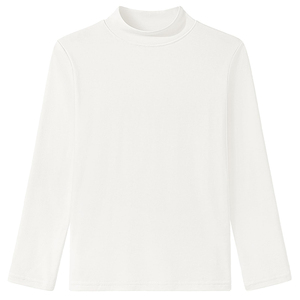 Camisetas unisex blancas de manga larga con cuello alto, de algodón tejido, para uniforme escolar, para niños y niñas de primaria. - Product Image 2
