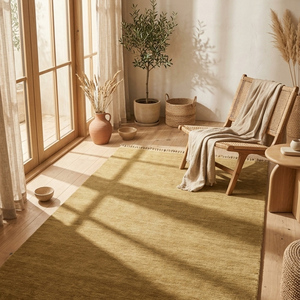 Tapis de salon et chambre à coucher en laine tuftée à la main de qualité supérieure, vert olive, antidérapant, moderne, texturé, pour une décoration rustique de la maison - Product Image 5