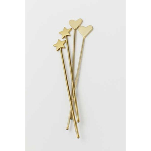Ensemble de mélangeurs à cocktail réutilisables en métal doré, bâtonnets à mélanger en acier inoxydable en forme d'étoile et de cœur pour les articles de bar et les fêtes de mariage - Product Image 1