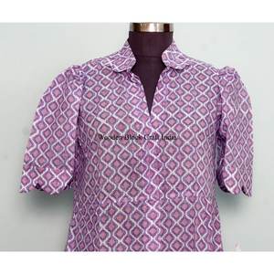 Vestido Mini Tipo Canguro 100% Algodón para Mujer, Estampado Floral Hecho a Mano, Estilo Dulce, Casual, para Uso Diario o Fiestas, Corte en A - Product Image 2