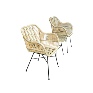 Hot <b>Sale</b> Rattan <b>Chairs</b> Stackable Wicker Garden Furniture Natural Rattan <b>Restaurant</b> <b>Chairs</b> with Arms Made In Indonesia - Product Image 1