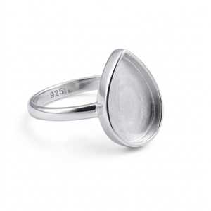 925 Sterling Silver Pear Blank Ring Semi Mount Pear 8x10mm Cabochon Gemstone Bezel Ring <b>Keepsake</b> Breastmilk Resin Wholesale DIY - Product Image 5