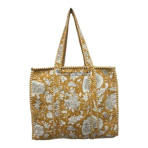 Sac fourre-tout en coton imprimé à la main indien, matelassé, pour le shopping, à porter à l'épaule - Product Image 5