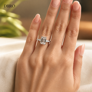 Anillo de Compromiso de Oro Amarillo Vermeil de 18K con Certificado GRA, Anillo de Promesa con Moissanita Halo y Diamante de Corte Brillante Redondo - Product Image 6