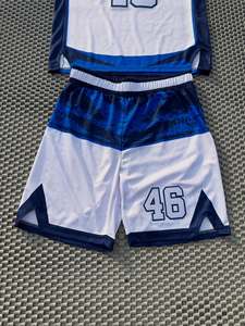 Conjunto de Camiseta de Baloncesto con Logotipo Privado, Sublimada, 46, Blanca y Azul, Unisex, Deportiva, Sin Mangas, Transpirable, que Absorbe la Humedad, Precio de Fábrica - Product Image 3
