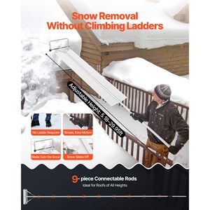 Rastrello da Neve Leggero con Lama in Alluminio da 18,5 Pollici e Ruote Raschiatrici Regolabili da 5,2-30 Piedi, Strumento Efficiente per la Rimozione della Neve - Product Image 4