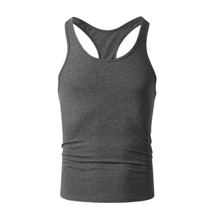 Best Selling Men's Fitness <b>Long</b> Sleeve <b>Vest</b> Gray Color Casual Wear Knitted Bodybuilding Gym Fitness Training Singlet - Product Image 1