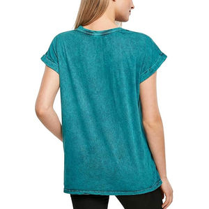 Camiseta de algodón con lavado ácido de talla grande con logotipo personalizado OEM, camiseta de manga corta con lavado ácido al por mayor para mujer con envío y entrega. - Product Image 3