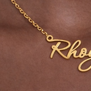 Rhoyal <b>Name</b> Necklace Gold Tone Custom Script Pendant Women Minimalist Jewelry Elegant <b>Chain</b> Gift Stylish - Product Image 2