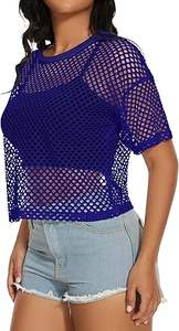 3D Floral & Plaid Print Customizable Modal Full Sleeve Tank <b>Top</b> Cropped <b>Mock</b> <b>Neck</b> Mesh Sheer Breathable Women's Mesh T-Shirts - Product Image 5