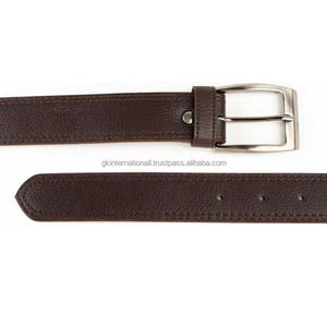 Accessoires à la mode pour hommes, ceinture décontractée en cuir de grain marron foncé de qualité supérieure, couture complète et boucle solide plaquée nickel - Product Image 6