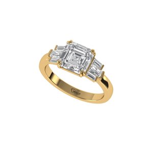 <b>Emerald</b> Cut Lab Grown Diamond <b>Ring</b> 925 <b>Silver</b> 9kt, 14kt, 18kt Gold Diamond <b>Rings</b> for Women's Engagement <b>Ring</b> - Product Image 1
