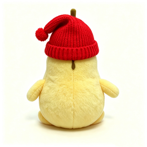ตุ๊กตาลูกแพร์สีเหลืองแบบกำหนดเองพร้อมหมวกปอมปอมถักสีแดงและหน้าปักลาย ตุ๊กตาสำหรับวัยรุ่นและผู้ใหญ่ ตุ๊กตาลูกแพร์น่ารักสำหรับทุกฤดูกาล - Product Image 4