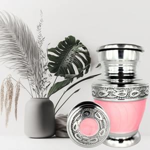 Urna Conmemorativa para Cenizas Humanas o de Mascotas, Pequeña Urna para Guardar Cenizas, Grabada en Esmalte Blanco Niquelado, Estilo Americano, Capacidad de 200 Pulgadas Cúbicas - Product Image 2