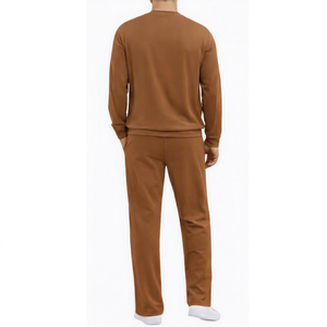Ensemble de survêtement décontracté deux pièces pour homme, respirant, col montant, uni, avec fermeture éclair, manches longues et pantalon de sport - Product Image 3