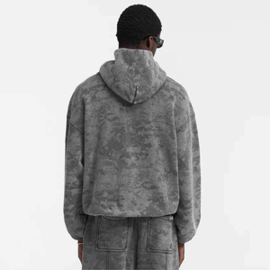 Sweat-shirt à capuche uni pour homme 2026, coupe classique, en coton tricoté, style décontracté automne, teinture unie, effet délavé à l'acide, en promotion - Product Image 5