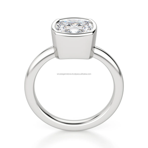 2pcs D Couleur Lunette Set Bague de Fiançailles Coussin Cut Lab Créé Diamant 925 Sterling Silver Band Gold Finish Wholesale Gifts - Product Image 2