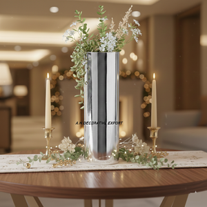 Modern Polished Silver Stainless Steel <b>Cylinder</b> <b>Vase</b>-Eco-Friendly Wedding Decorative <b>Vase</b> for Home & Office - Product Image 2