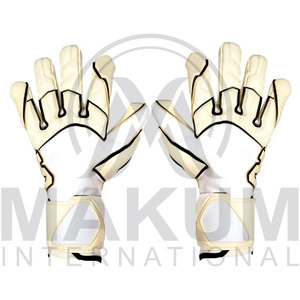 Gants de gardien de but de football à doigts entiers, blancs avec bordure noire, antidérapants, en polyester, unisexes, pour toutes les saisons - Product Image 2