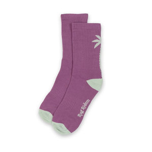 Rug Riders Chaussettes d'été respirantes en tricot pour hommes, couleur unie, avec motif feuille de palmier, paire violette et grise - Product Image 2