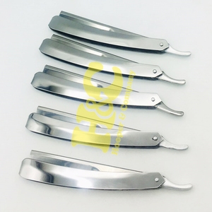 Navaja de barbero Silver Polish con mango de acero inoxidable y cuchilla intercambiable, precio mayorista, oferta con logotipo para salón - Product Image 1