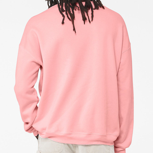 <b>Pink</b> Crew Neck Pullover <b>Sweatshirt</b> Regular Fit Solid Color Knitted Fabric Unisex Casual Autumn Wear - Product Image 5