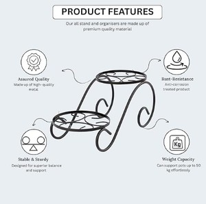 Support de plante en fer pour une utilisation en intérieur et en extérieur, support élégant pour plantes en pot, fleurs et ornements - Product Image 4