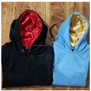 Sweat à capuche en satin de coton noir unisexe de créateur ODM doublure en soie brodée transfert de chaleur anti-rétrécissement impression super spéciale hiver - Product Image 4