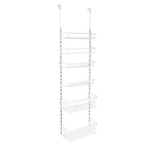 Organizzatore da Porta a 6 Ripiani Regolabili in Acciaio Verniciato a Polvere Bianco per Scarpe, Borse, Spezie in Bagno, Cucina, Armadio - Product Image 1