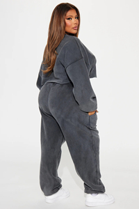 Conjunto de Sudadera Corta y Pantalones Jogger para Mujer, Dos Piezas Casuales, Tela Suave, Corte Regular, Estilo Urbano, Uso Diario - Product Image 3