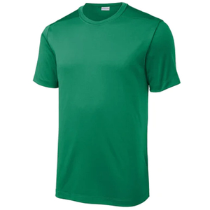 T-shirt pour homme à manches courtes vert foncé, col rond, coupe classique, séchage rapide, en polyester tricoté, couleur unie, design simple - Product Image 3