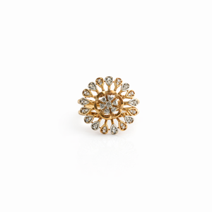 Namivaa Other Floral Halo Cluster <b>Ring</b> for Women with Micro Insert Round and Pear Cuts Elegant <b>Statement</b> Wedding Party Gift - Product Image 3