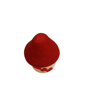 Caja de Almacenamiento Decorativa Hecha a Mano con Forma de Hongo, Ecológica, de Yute, con Tapa Roja y Aplique de Corazón - Product Image 2