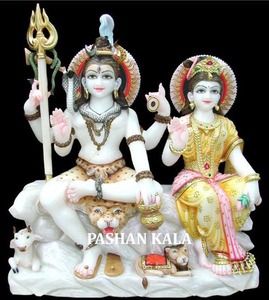Estatua de pie de mármol, Shiv Parvati - Product Image 3