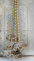 Lustre indien en bambou avec perles miroir pour mariages, Haldi, Mehndi, Sangeet, Diwali, décorations murales festives et décoration intérieure