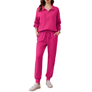 Conjunto Deportivo para Mujer, Top de Manga Larga y Pantalones con Cintura Elástica, Cómodo para Viajes y Gimnasio - Product Image 1