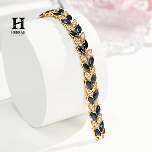 Pulsera de Diamantes y Zafiros Cultivados en Laboratorio, Chapada en Oro de 18K, Diseño Tenis de Lujo, Elegante Regalo de Joyería para Mujer - Product Image 4
