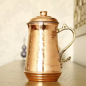 Best Quality Natural Shiny Polished Copper <b>Water</b> Pitcher Set for Restaurant Hotel Use Eco-Friendly 1000-1500ml Capacity - Product Image 1
