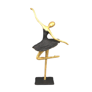Sculpture Moderne Abstraite de Ballerine Dorée, Statue de Danseuse en Laiton Noir, Décoration Artistique de Table, Sculpture de Bureau pour Salon - Product Image 1